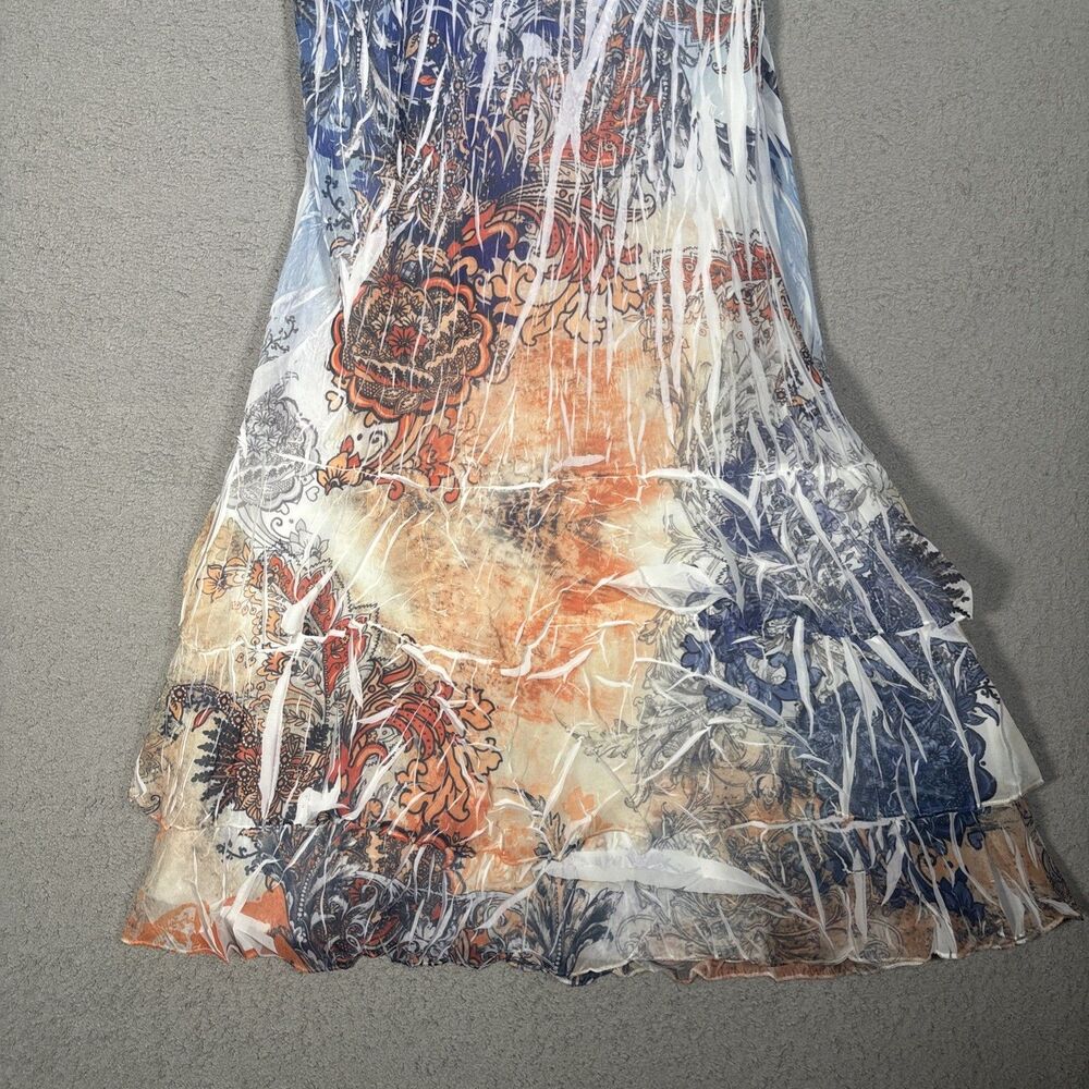Reba Dress Size L Layered Chiffon Paisley USA Artsy Boho Art To Wear Embellished - Picture 4 of 16